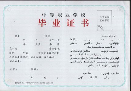 新疆交通学校中专毕业证样本