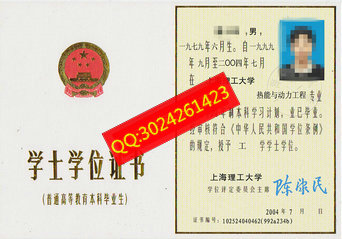 上海理工大学学位证书样本图